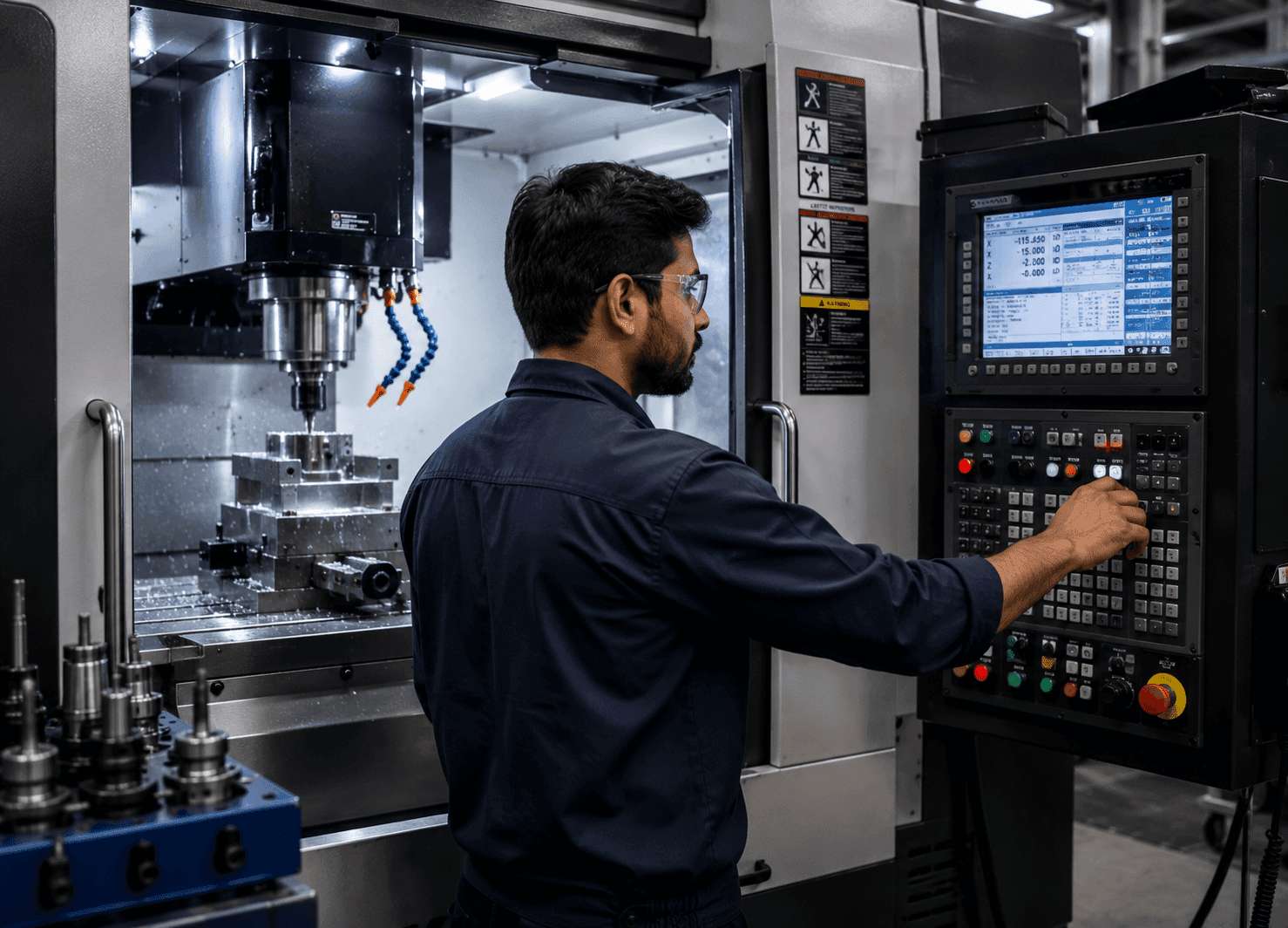 CNC programmer working at a CAM workstation
